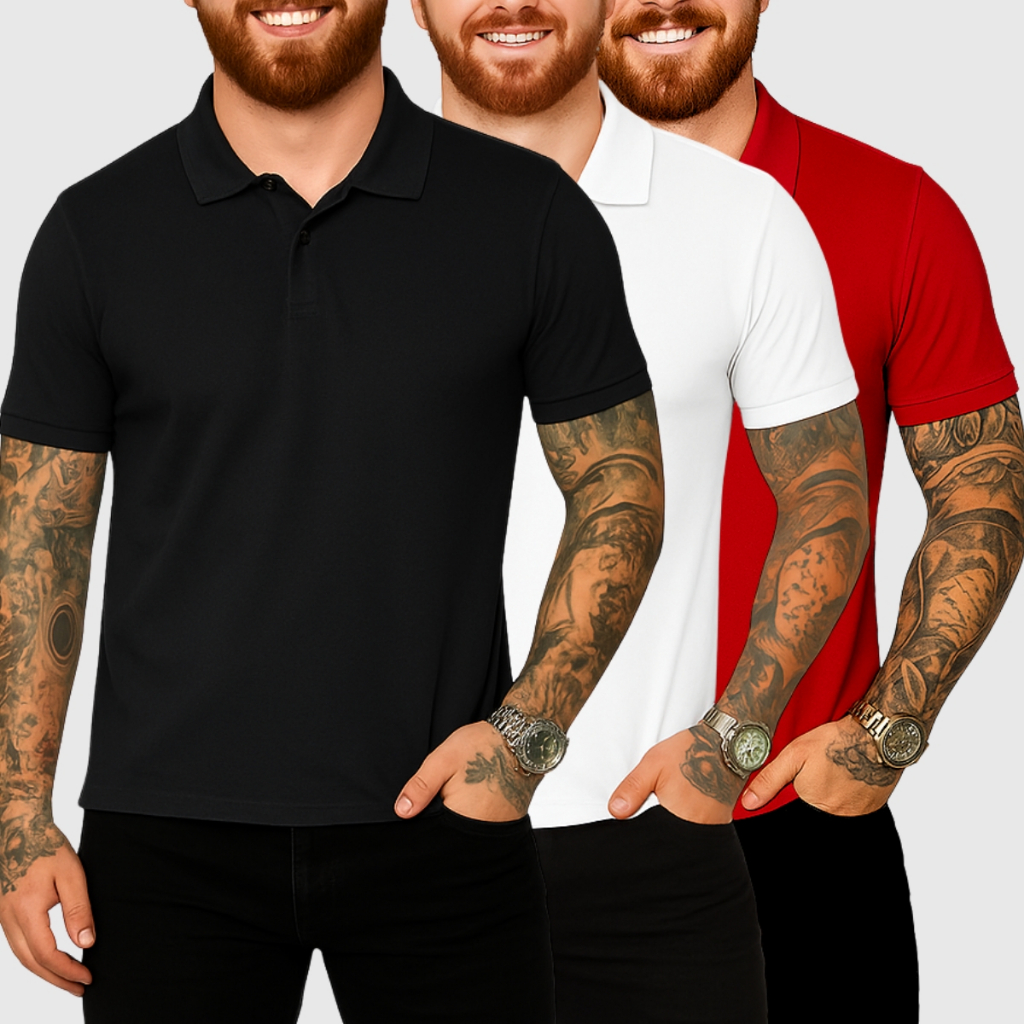 Kit com 3 Camisas Polos Masculinas – Conforto, Qualidade e Estilo Casual Envio Imediato