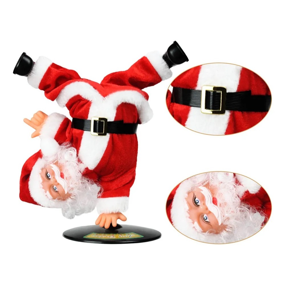 Boneco Papai Noel C/base Giratória Decoração Natal A Pilha