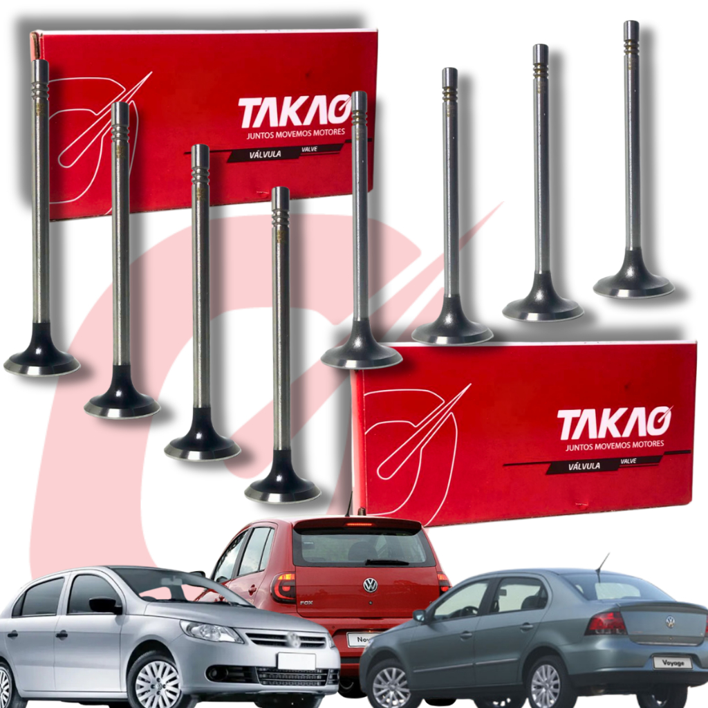 Kit 4 Valvula Admissao + 4 Escape Vw Ea111 Mi 1.0 8v Fox Gol Voyage Takao em Oferta na Shopee
