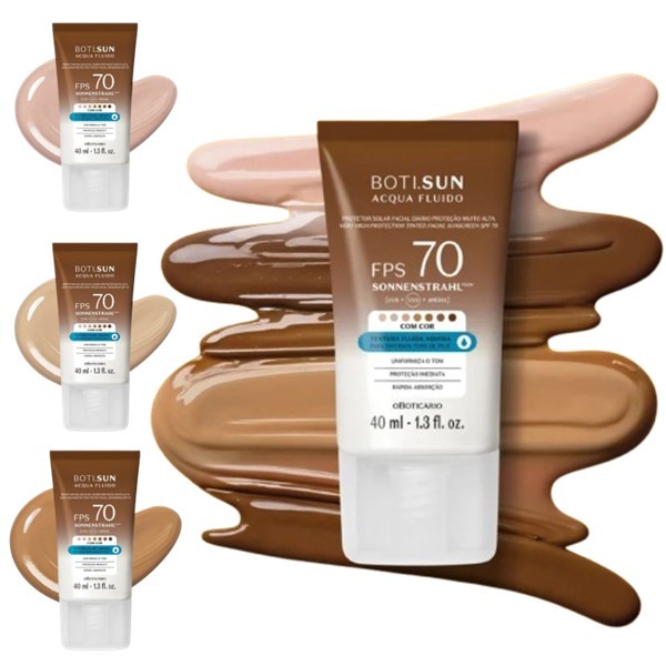 Protetor Solar Facial Com Cor FPS 70 Boti.Sun 1.0 40ml O Boticário Rápida Absorção