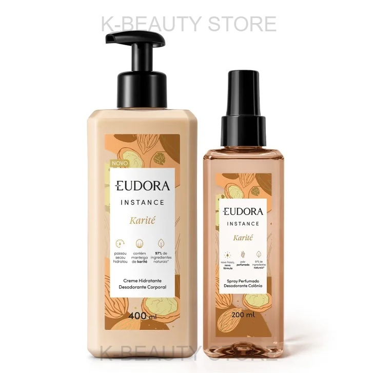 EUDORA Kit Instance Karité: Loção Corporal 400ml + Spray Corporal 200ml em Oferta na Shopee