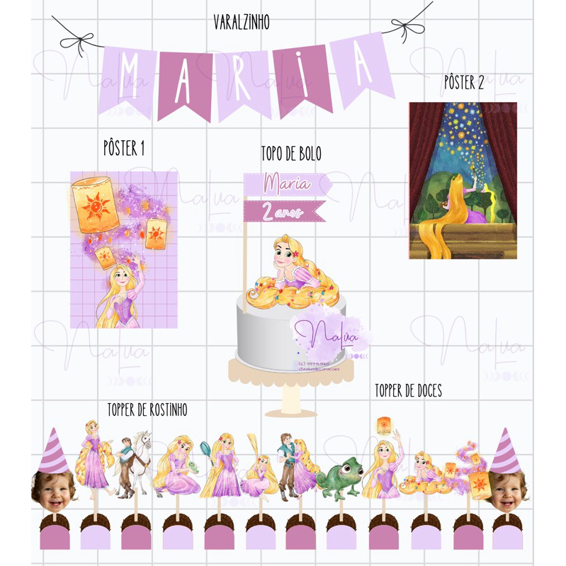 Kit só um bolinho - Rapunzel Aquarela