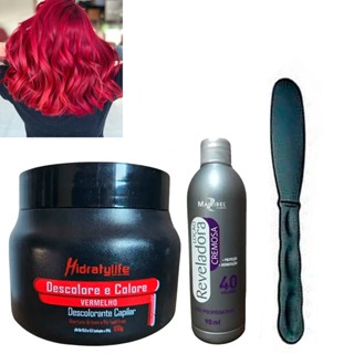 Kit 01 Pó Descolore Red e 01 OX 40Vol. Mairibel/Hidraty 100g em Oferta na Shopee