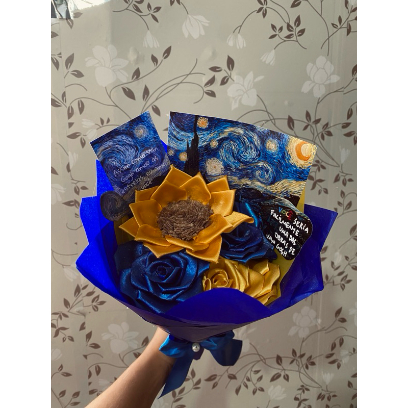 BUQUÊ DE VAN GOGH - CETIM (leia a descrição) em Oferta na Shopee