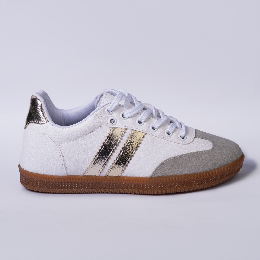 tênis feminino branco com detalhes dourado tenis feminino confortavel
