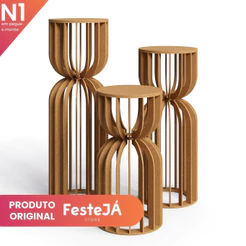 Kit Trio Cilindro Ampulheta Mesa Decoração Pegue e Monte MDF Aniversário Casamento Eventos