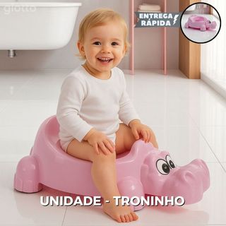 Troninho Infantil Rosa hipopótamo Crianças Desfralde meninas banheiro desenho fofinho