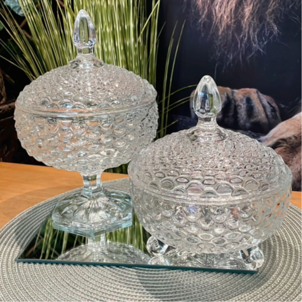 POTICHE BOMBONIERE BALEIRO decorativo de vidro balas sobremesas bombons