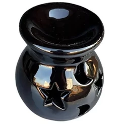 Rechô flor Difusor Aromatizador Cerâmica Porta-vela Rechaud Estrela Branco e Preto