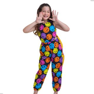Macaquinho Calça Emoji Menina Infantil Criança Presente Aniversário Festa Balada Passeio Férias em Oferta na Shopee