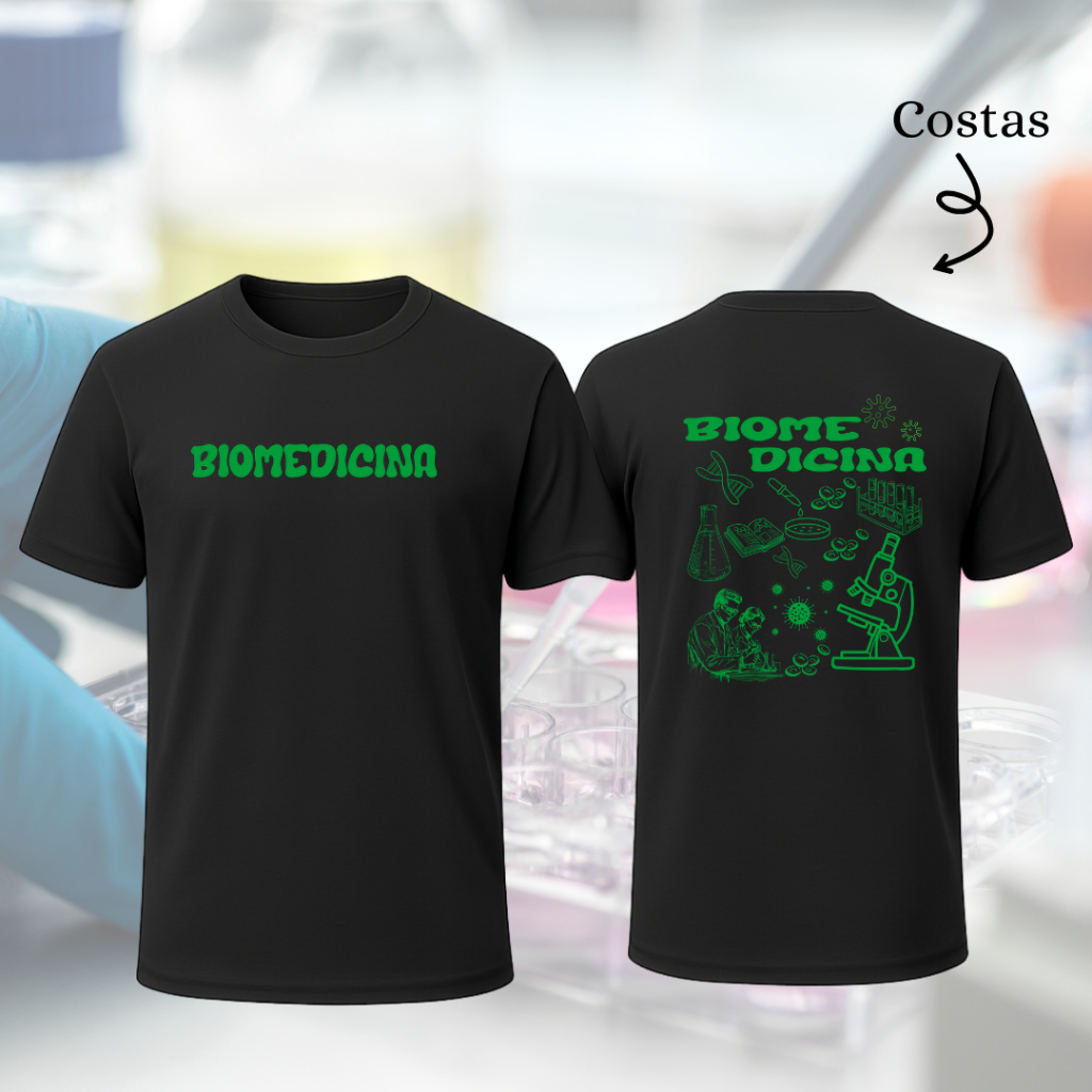 Farda Camiseta 100% Algodão 30.1 | Biomedicina | Estampa DTF Premium | Envio 1 Dia Útil