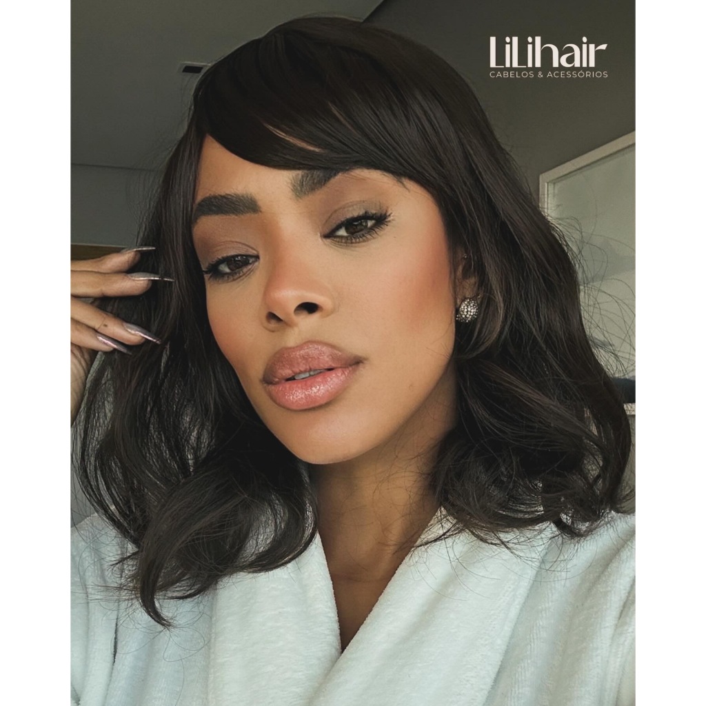 Peruca Wig Fibra Diana Curta 40cm Aspecto Natural Lindíssima em Oferta na Shopee