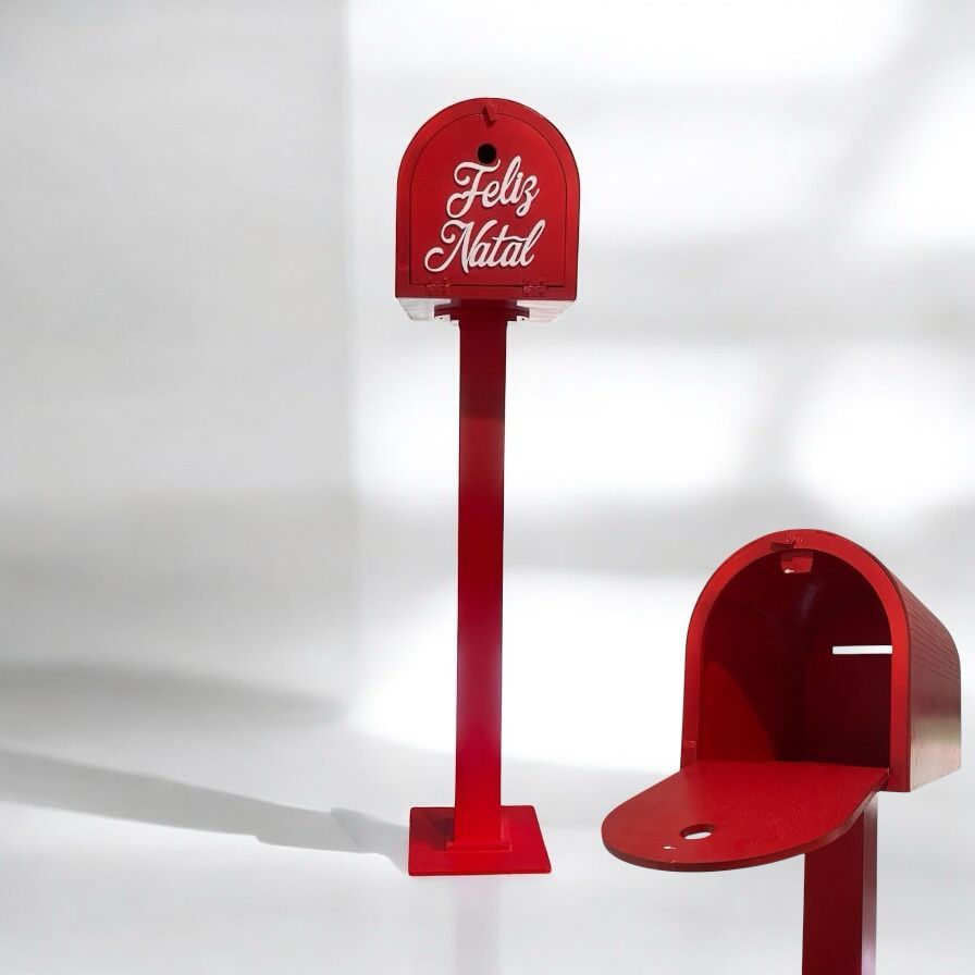 Kit 3 Caixa Postal Correio Feliz Natal MDF Papai Noel Cartas Cartinha Natalina Decorativa