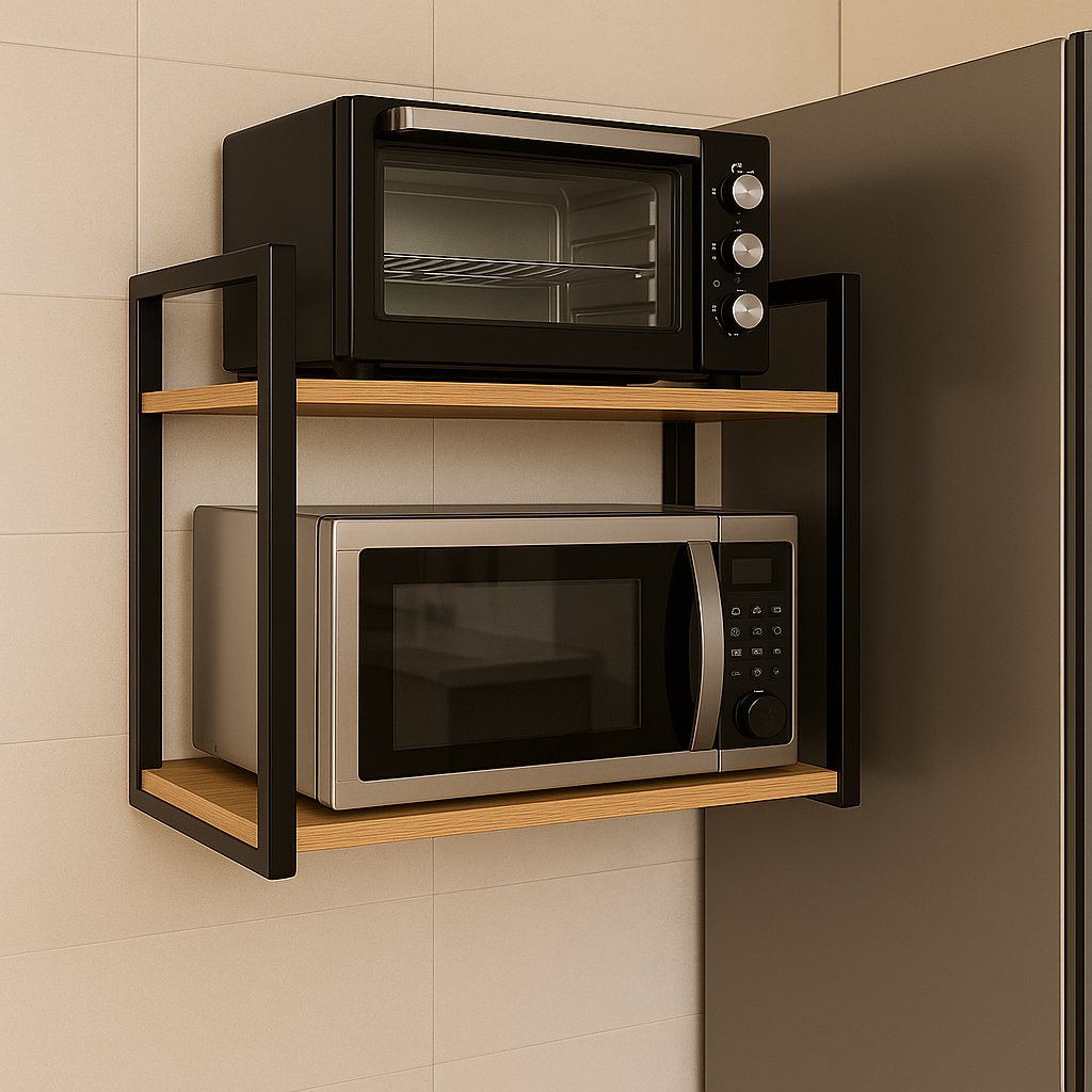 Imagem Suporte para Microondas Forno Eletrico Air Frier impressora Prateleira de Parede Nicho Multiuso