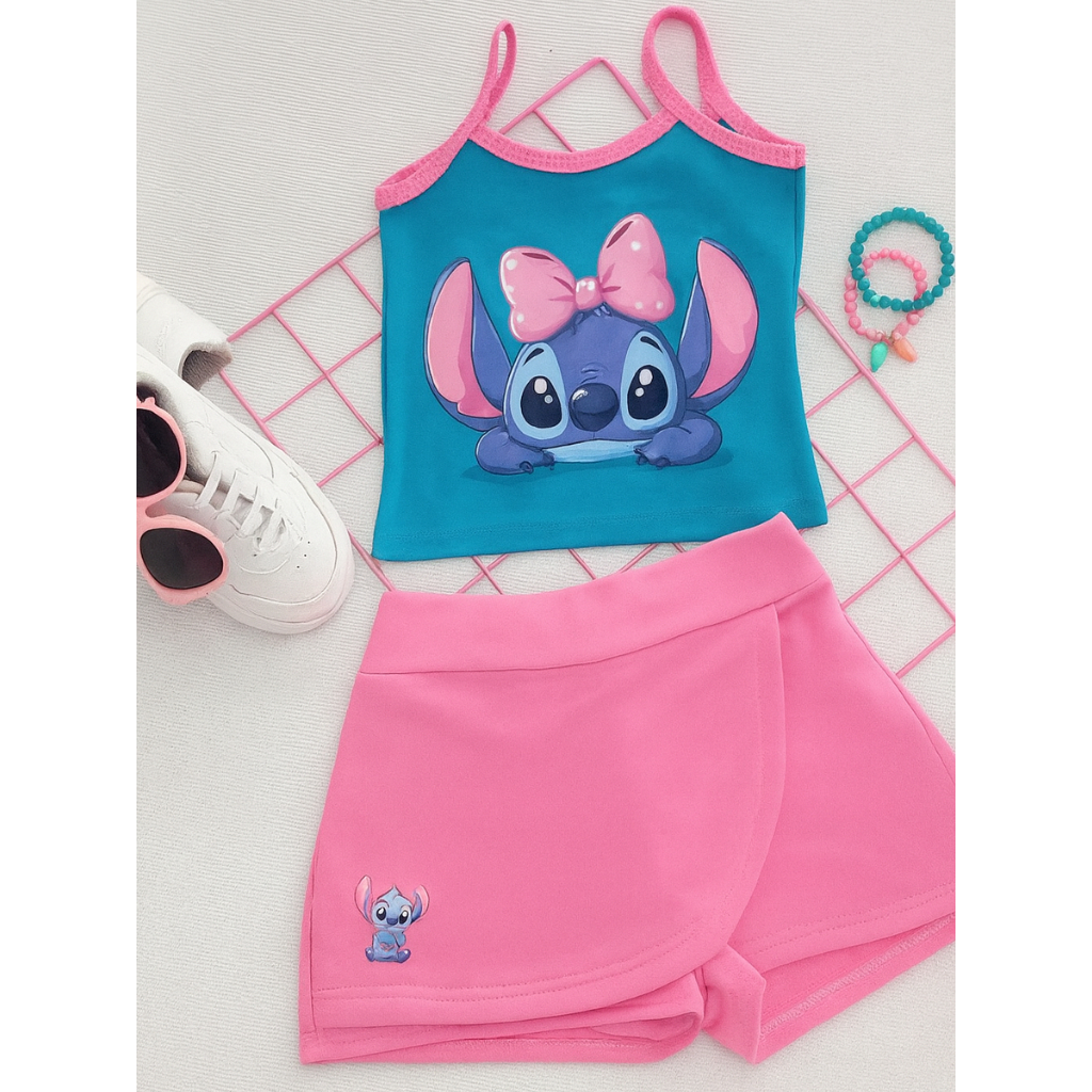 Conjunto Sti Infantil Criança Menina 1 a 12 anos Roupa Bermuda Camisa Short Camiseta Alcinha Feminino Infanto Juvenil em Oferta na Shopee