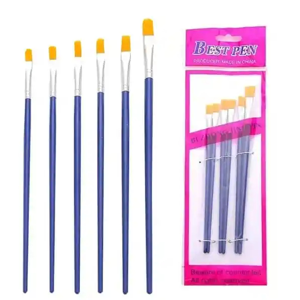 6 Pincel Chato Quadrado para unhas gel acrigel fibra Artesanato Pintura Artes em Oferta na Shopee