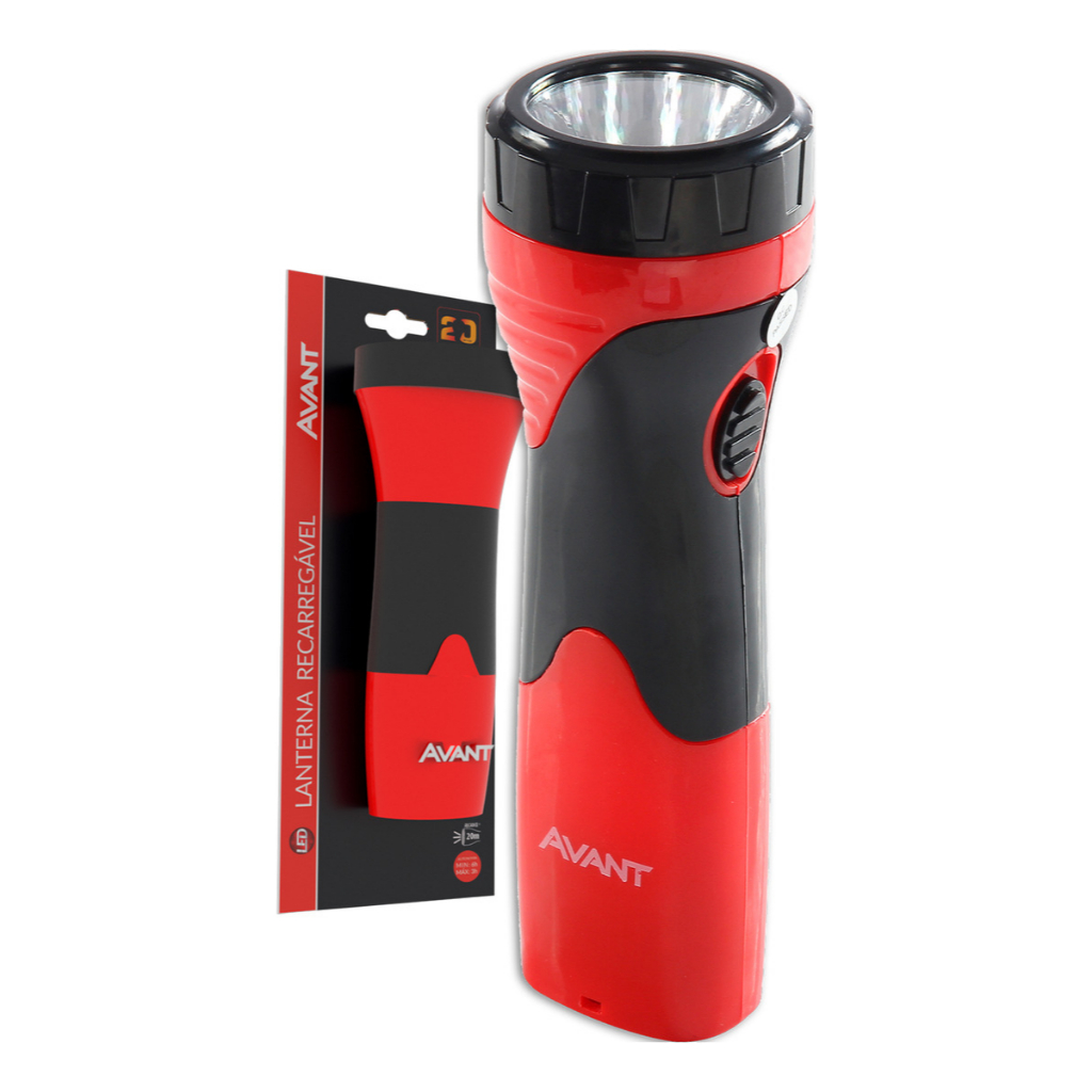 Lanterna Led Recarregável 1w 6500k 16cm Vermelho Avant Use Sitio Fazenda Acampamento Camping