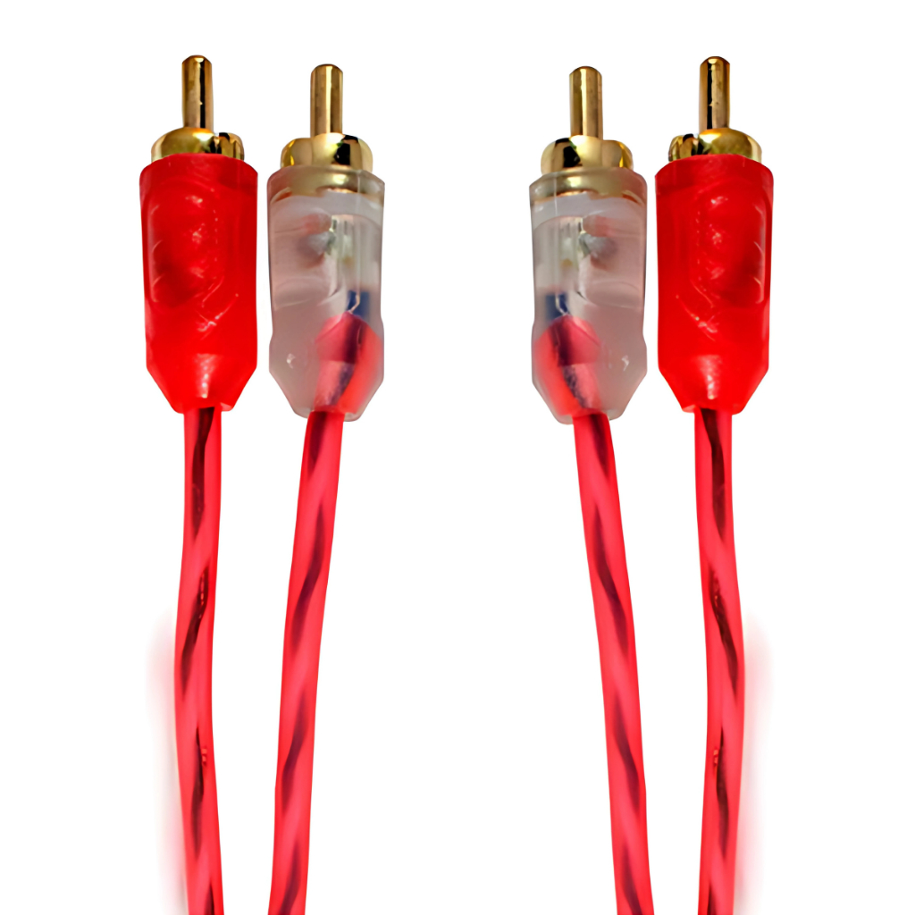 Kit 5 Cabo RCA Cristal Matte 1M Injetado Semi Blindado Bronze Para Som Automotivo