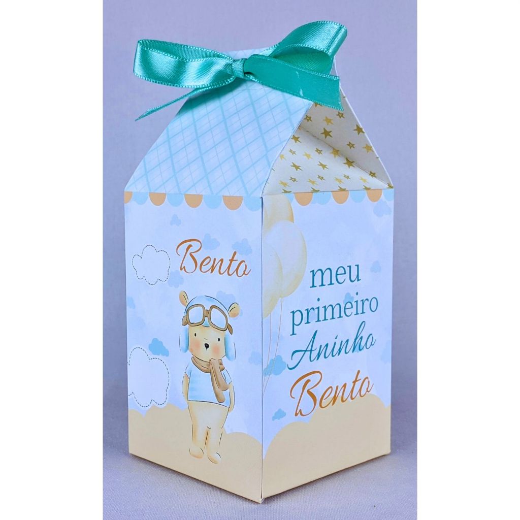 Kit 10 a 50 Caixinhas O Tempo Voa Milk Personalizado Papel Offset 180g Com Lacinhos Para Presentear