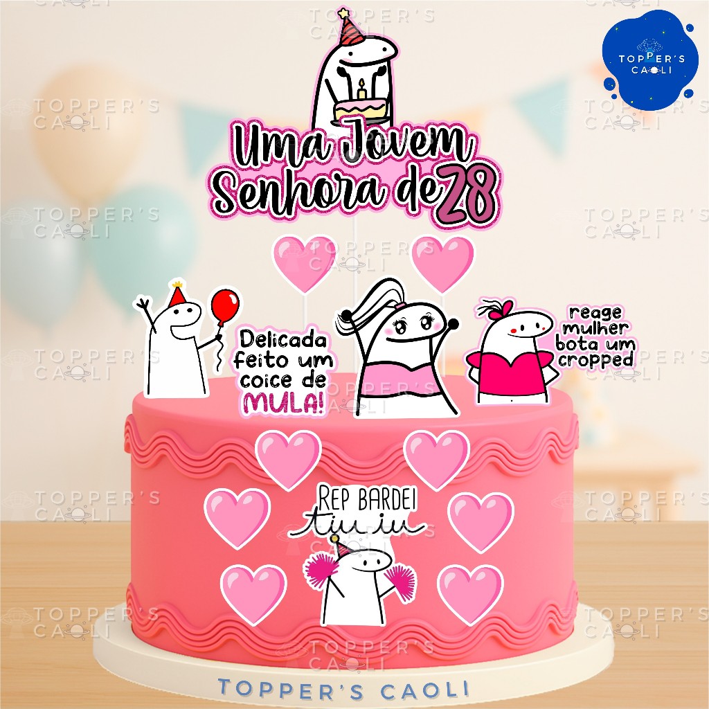 Topo de Bolo Jovem Senhora Bento Cake Flork (Topper) Decoração Festa em Oferta na Shopee