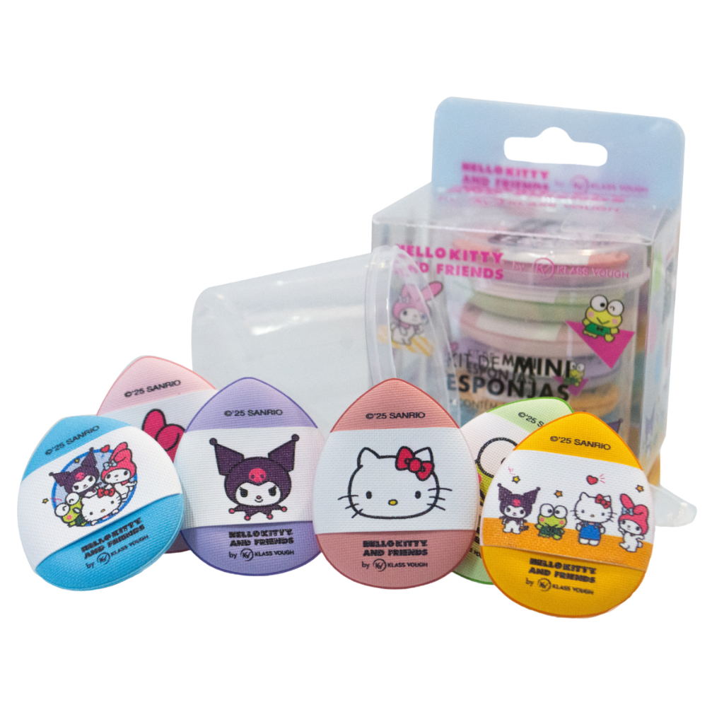 Kit Mini Esponjas Hello Kitty and Friends para Base e Corretivo com 6 Unidades Klass Vough
