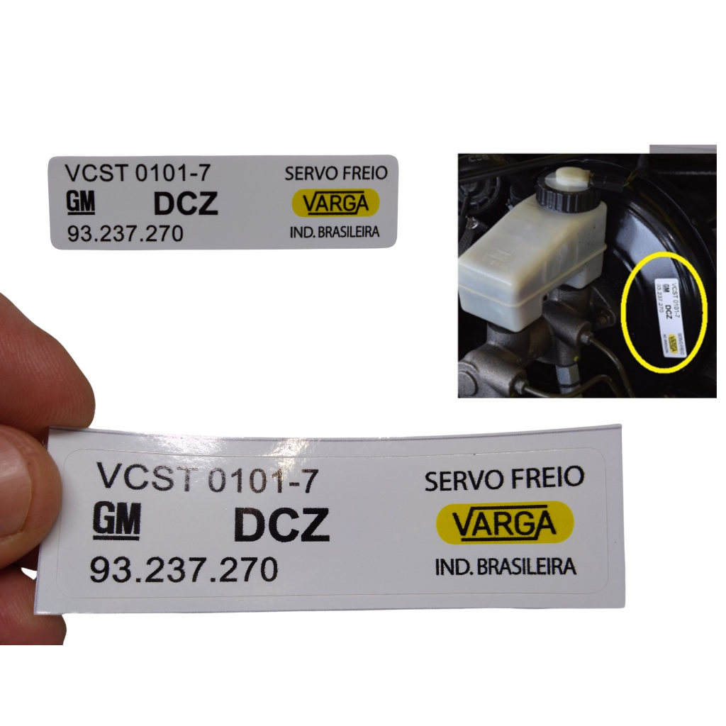 ADESIVO SERVO FREIO VARGA GM / ETIQUETA DO HIDROVÁCUO LINHA GM / MONZA, OPALA, KADETT, OMEGA, VECTRA