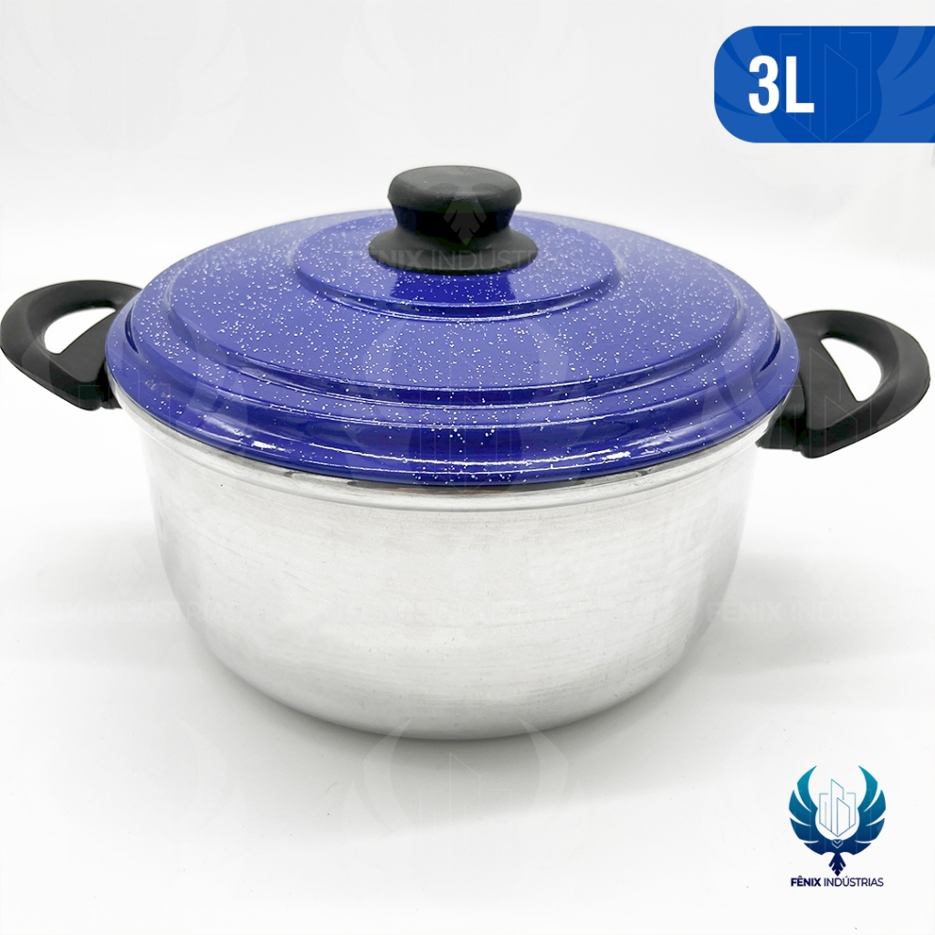 Caçarola de Alumínio Nº 20 – 3,0 Litros com Tampa Colorida|Linha Colored Lid c/Alça|Indústrias Fênix