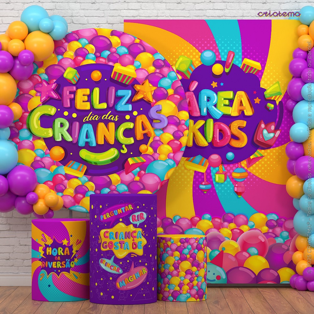 Decoração Dia das Crianças: Capas e Painel Feliz Dia das Crianças Festa Sublimado Em Tecido em Oferta na Shopee