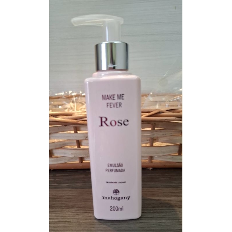 Emulsão Perfumada Mahogany 200ml Rose, creme hidratante.