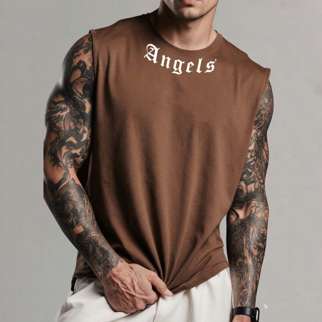 Regata Angels Oversized Machão Camiseta Camisa Streetwear Algodão Cavada Longline em Oferta na Shopee