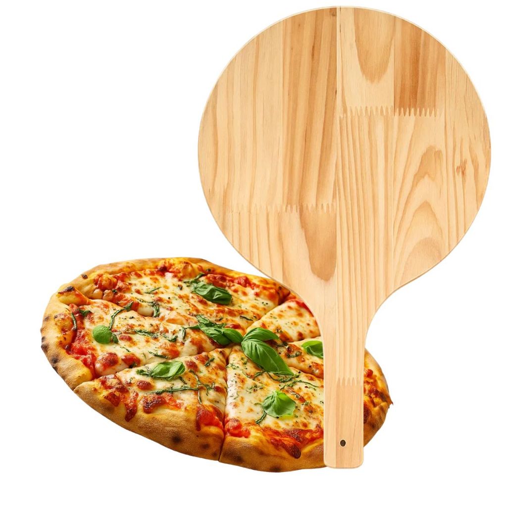 Pá para Pizza em Madeira Pinus Cabo Curto 45cm Massas Esfiha Forno Pizzaria Para Servir