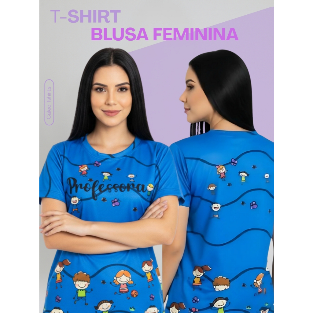 T Shirt Blusa Feminina Azul Estampa Profissão Professora em Oferta na Shopee
