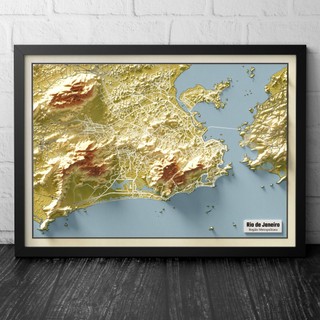 Mapa do Rio de Janeiro Foil com Relevo Topográfico - Viário - Rodovias - Cidade