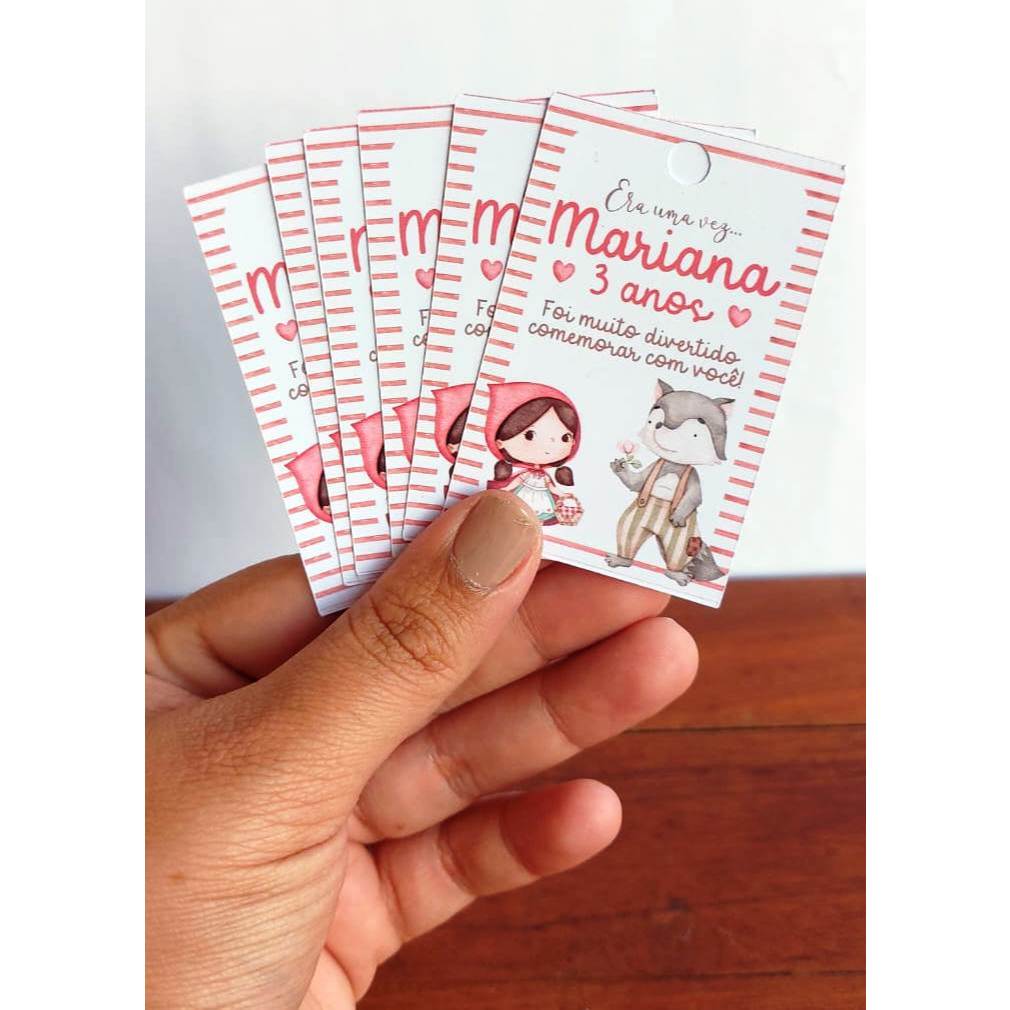 Tag Personalizada para lembrancinhas Chapeuzinho vermelho etiqueta para sacolinha