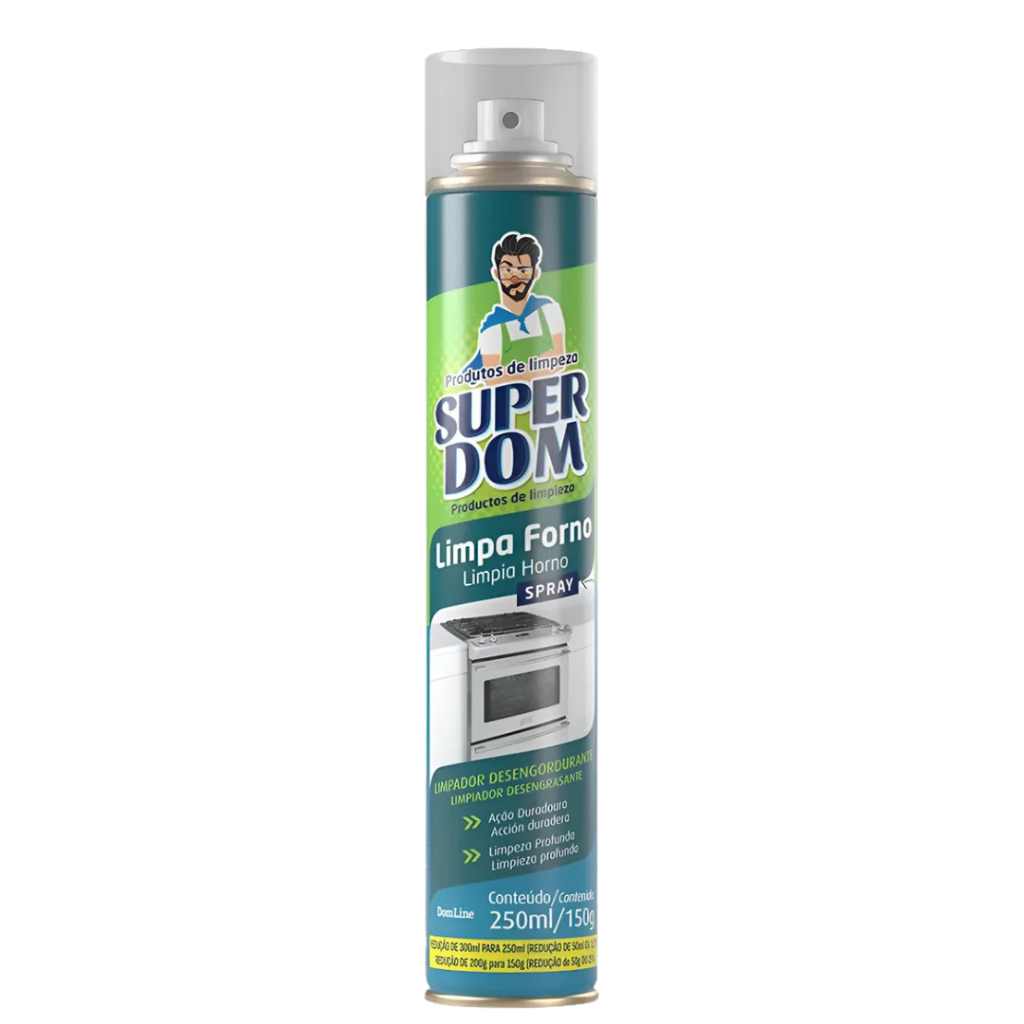 Limpa Forno Spray 250ml Fogão Remove Gordura Impregnada Prático Rápido Alta Limpeza Super DomLine