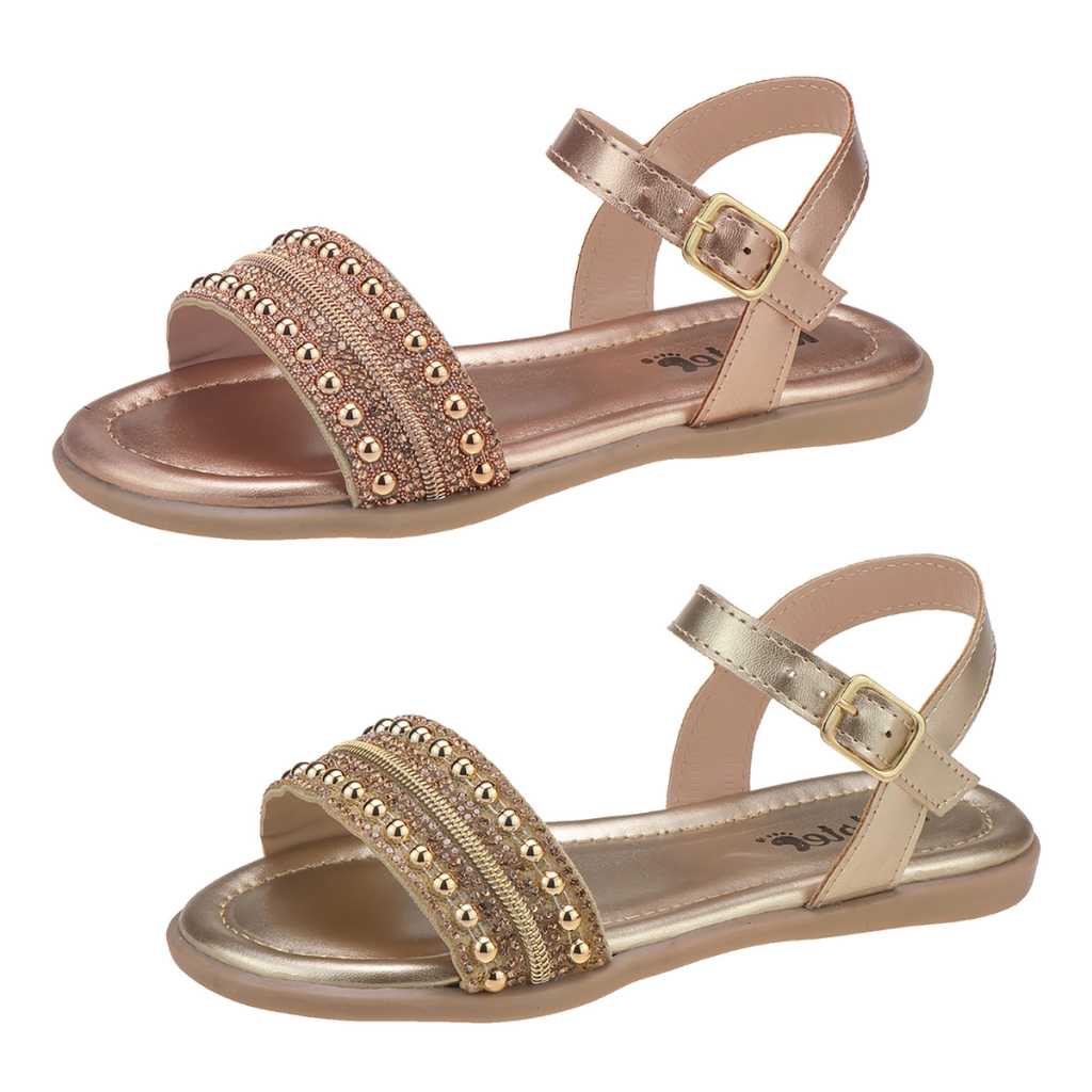 Sandália Rasteira Infantil Feminina Tira Brilho Confortável Kidstep em Oferta na Shopee