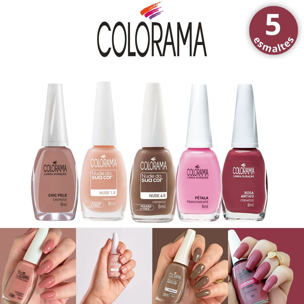 Kit 5 Esmaltes Tons Nude e Rosa Colorama Cremoso Esmalte Atacado em Oferta na Shopee