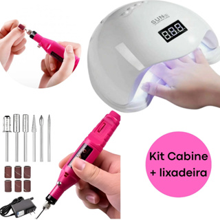 Kit Cabine UV/LED + Lixadeira Caneta – Cuticulagem e Nail Design Profissional + Brocas + Acessorios em Oferta na Shopee