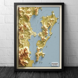 Mapa de Florianópolis Foil com Relevo Topográfico - Viário - Rodovias