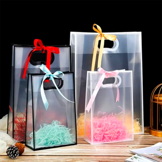 Sacola Presente Transparente Premium PVC Fosca Kit 10 pcs Borda Decorada em Oferta na Shopee