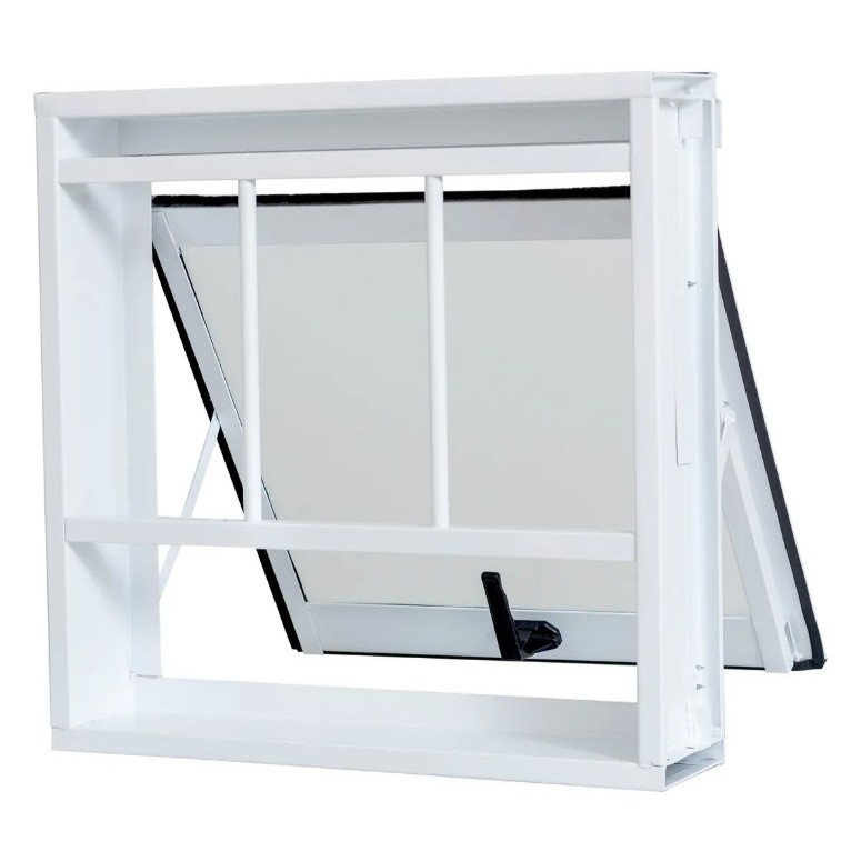Janela Vitro De Banheiro Maxim Ar 50x50cm Aço Com Grade Tubolar Branco Max-Ar Ramassol