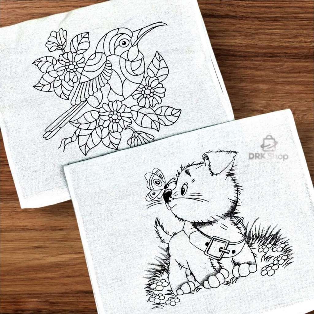 Kit 10 Panos de Prato Riscado para Pintura 68x40cm Algodão Branco Artesanato Pintura em Tecido em Oferta na Shopee