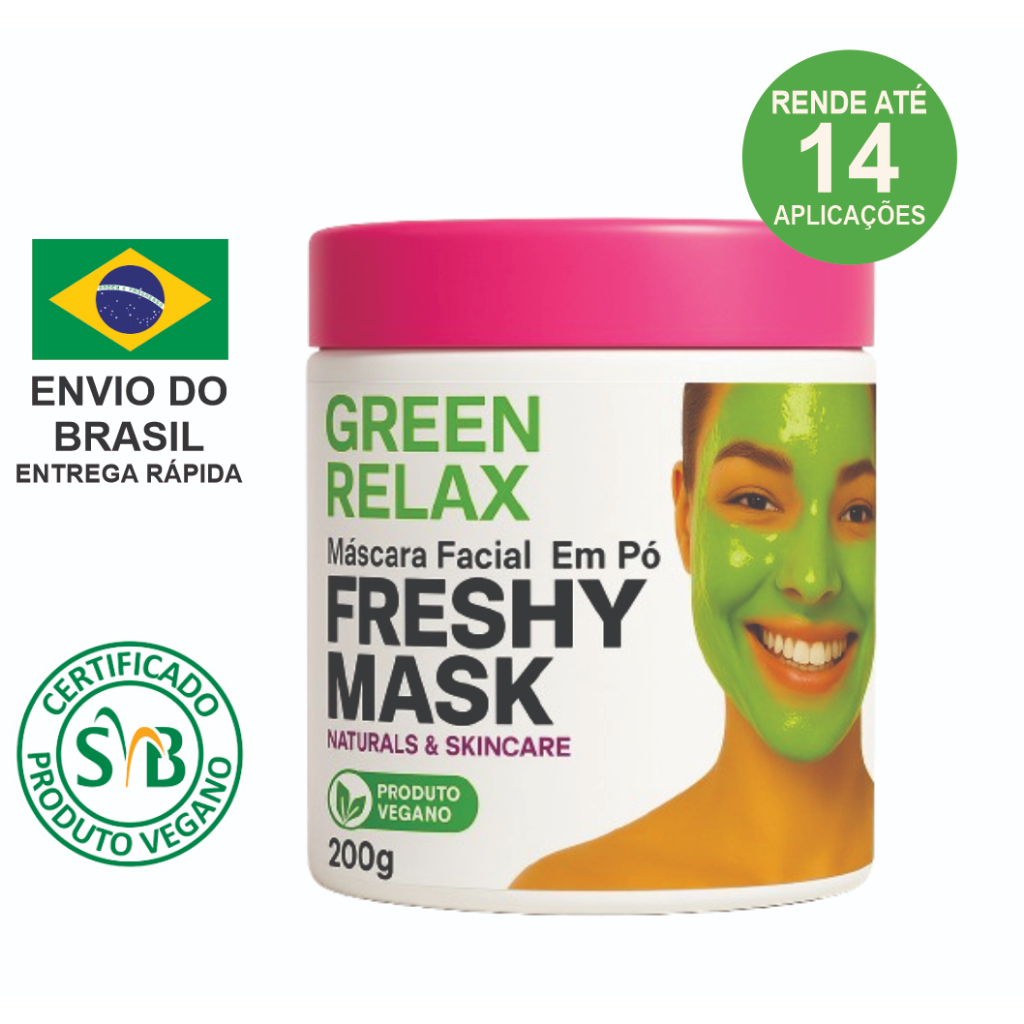 Fresh Mask Green Relax Chá Verde – Máscara Facial em Pó Detox, Anti-Oleosidade e Skincare Rosto