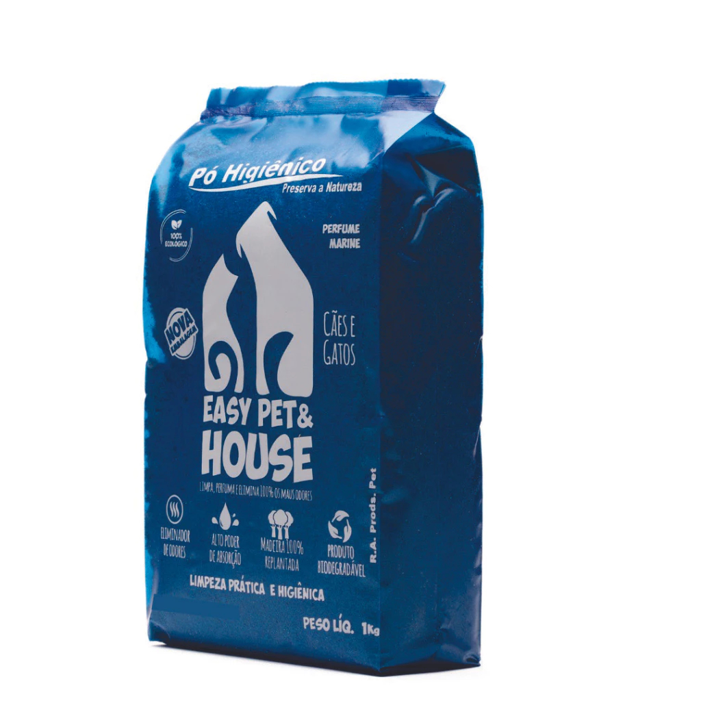 Pó Higiênico Marine Eliminador de Odores Easy Pet & House 1 Kg. Limpa fácil Ação Bactericida