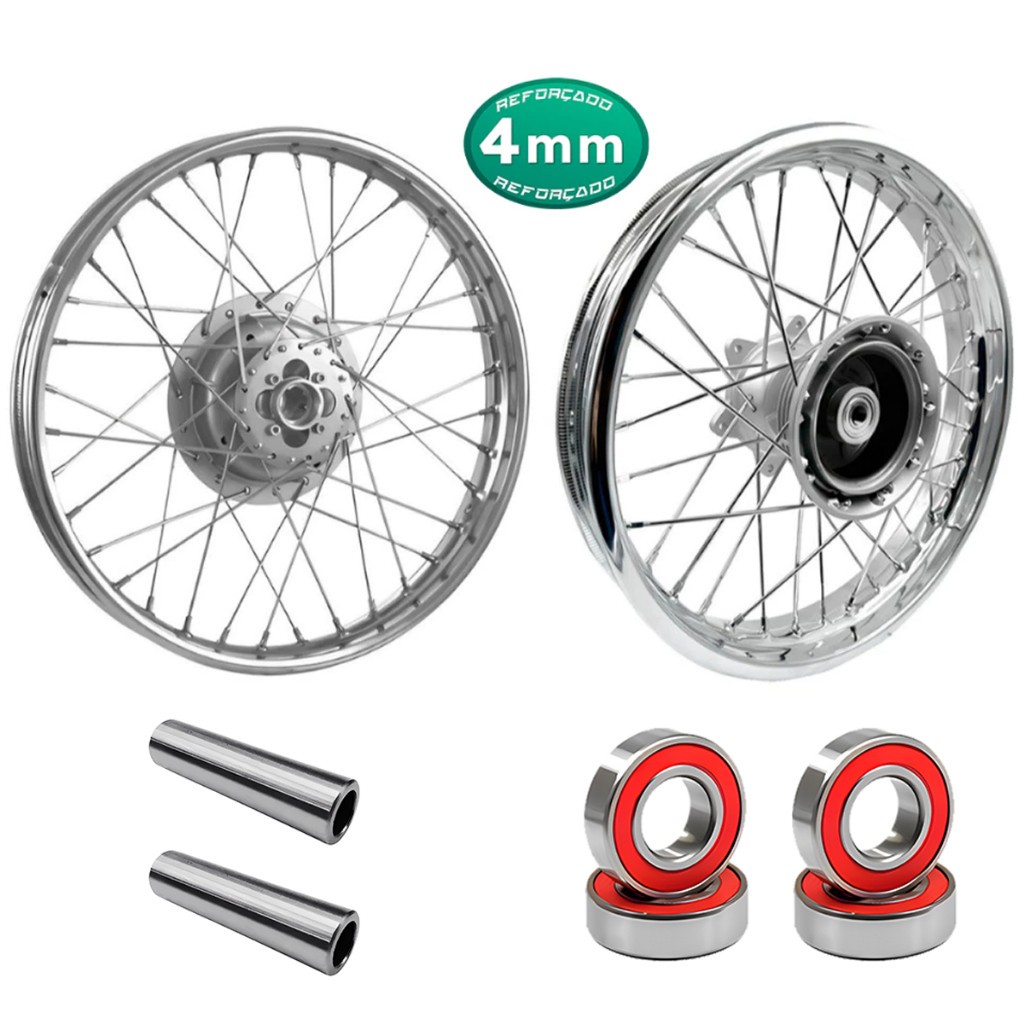 Roda Traseira+dianteira Bros 125/150 Tambor Tork C/Espaçador e Rolamento