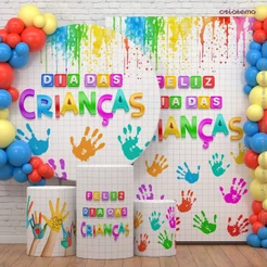 Decoração Dia das Crianças: Capas e Painel Dia das Crianças Festa Tinta Sublimado Em Tecido