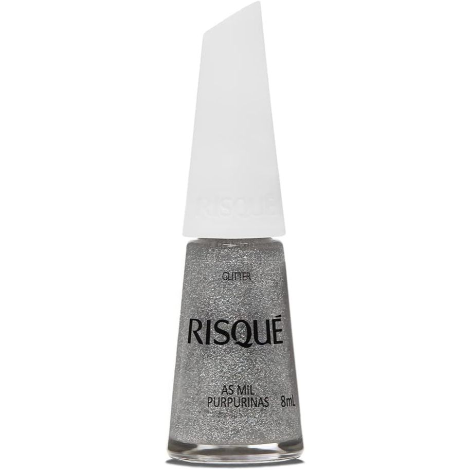 Esmalte Risqué Glitter Prata As Mil Purpurinas 8ml em Oferta na Shopee