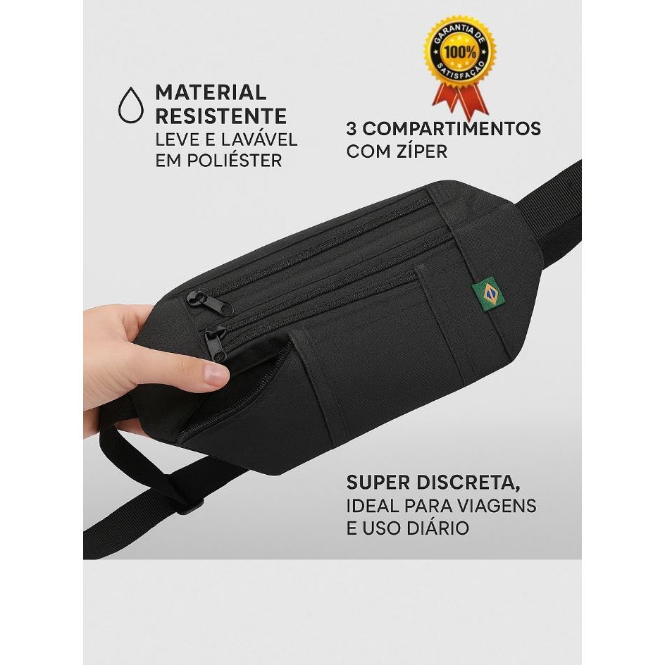 Porta Dólar Anti Furto | Doleira Campeã – Bolsa Discreta Compacta Pochete de Cintura