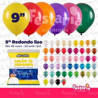 Balão Redondo 9" Diversas Cores  – 50 Unidades – Art Latex em Oferta na Shopee