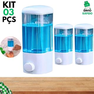 Jogo 3/2/1 Dispenser Automático de Parede Sabonete Líquido Sabão Álcool Gel Detergente 580ml em Oferta na Shopee
